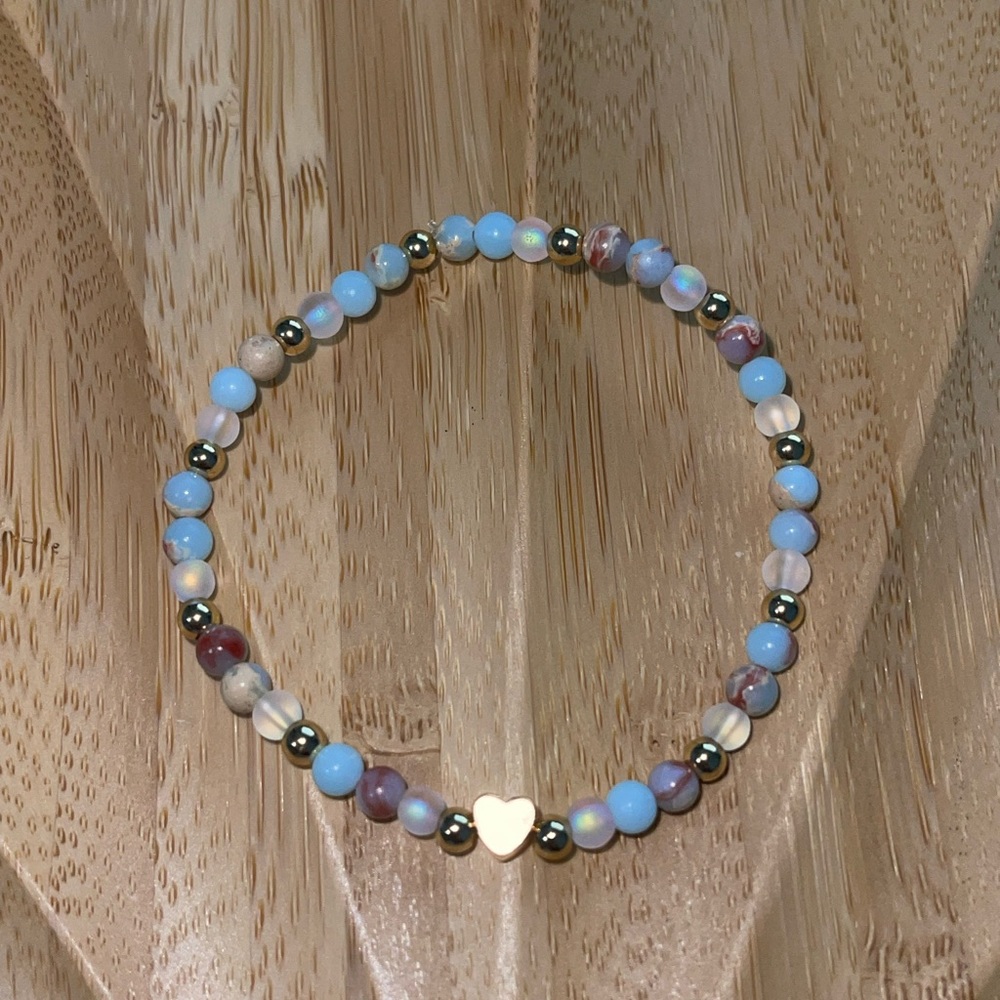 Natural blue sea & Jasper bead bracelet